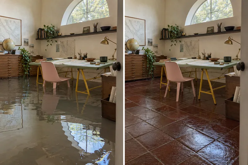 Water Extraction Near Riverside Park before and after accessible standing-water removal