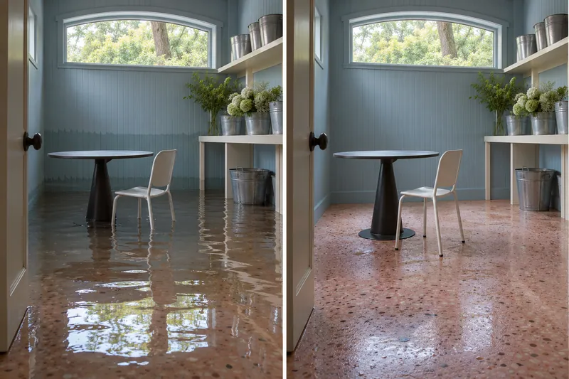 Water Extraction Near DeLeon Plaza before and after accessible standing-water removal